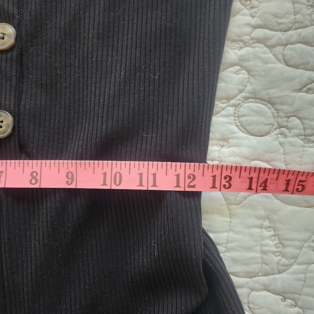 Reformation Landry Jumpsuit Medium Black Ribbed Knit Square Neck Button Lyocell - Picture 10 of 11